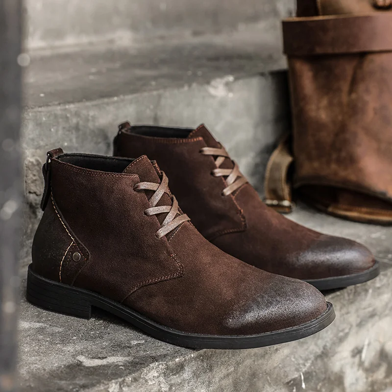 Leatherwork Designs - Neue Kuh Wildleder Stiefeletten handgemachte Vintage