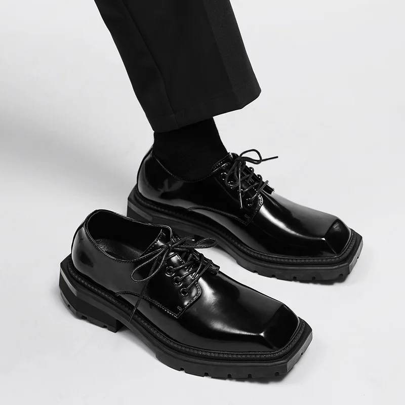 Leather Work Dress - Herrenschuhe, neue Lederschuhe mit quadratischem Kopf,
