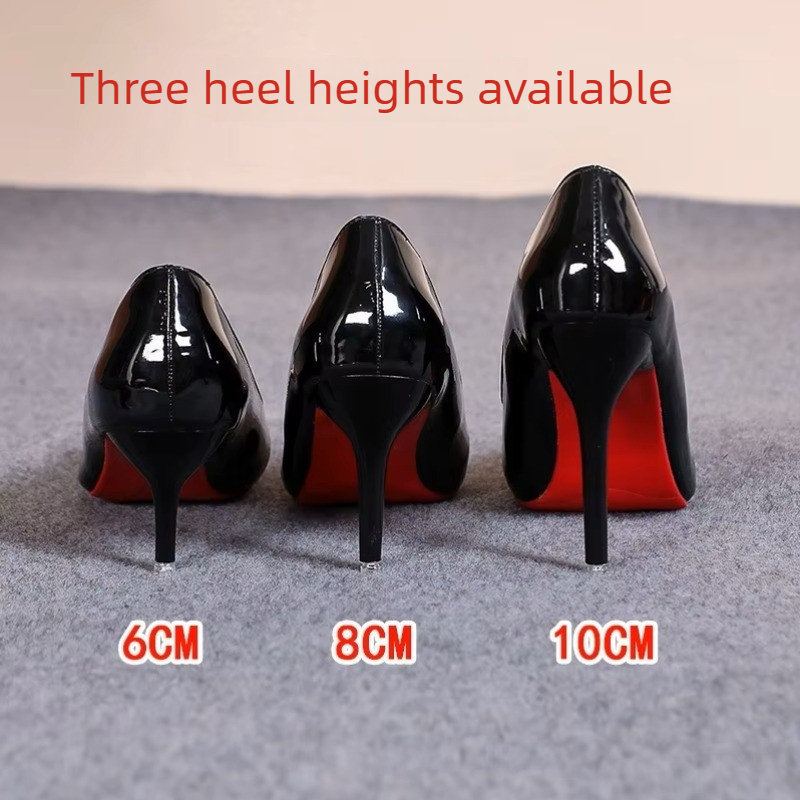 Leather Work Dress - Sexy Spitze Lackleder High Heels Elegante