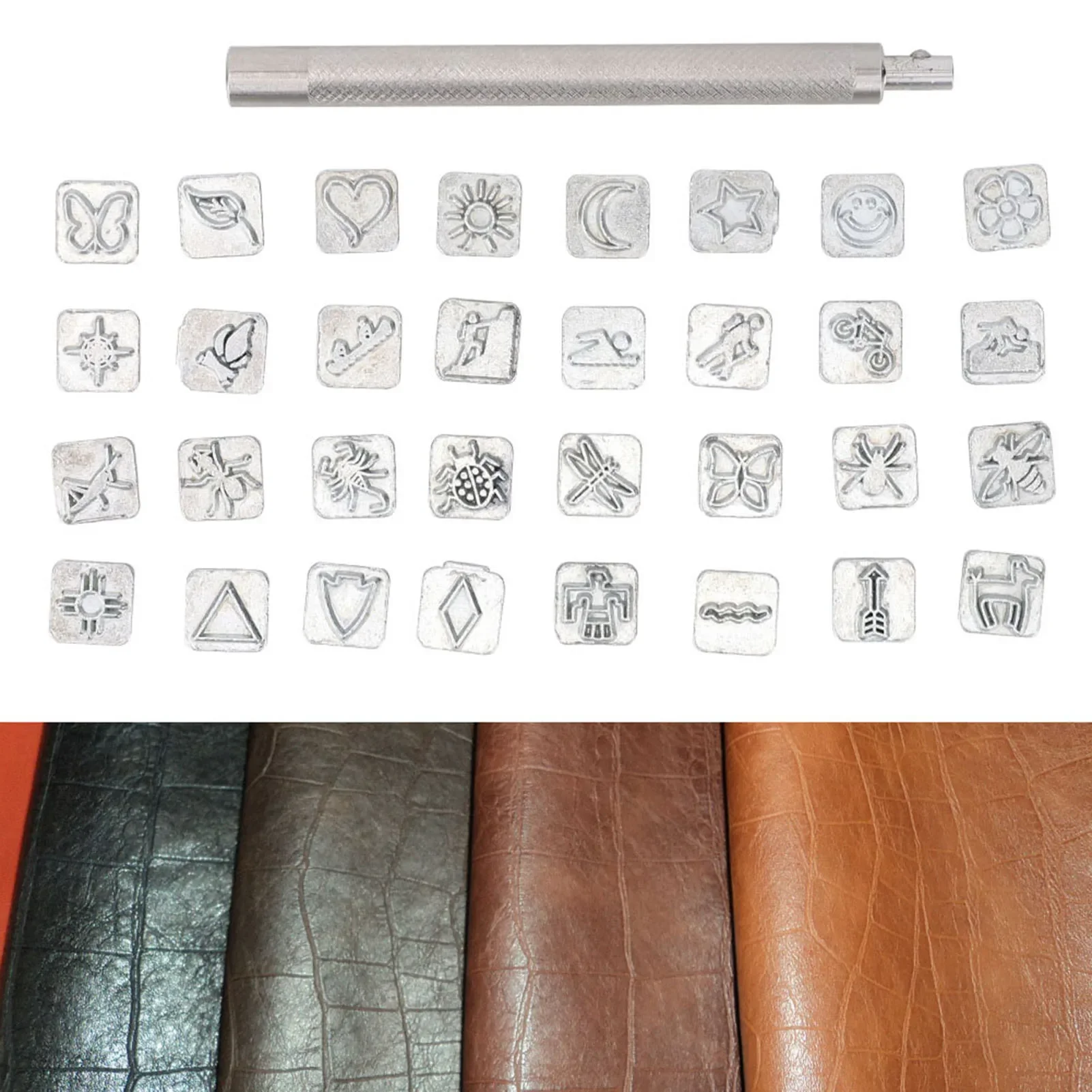 Leather Stamp Set - 32 Stück Cartoon Tier Pflanze Leder