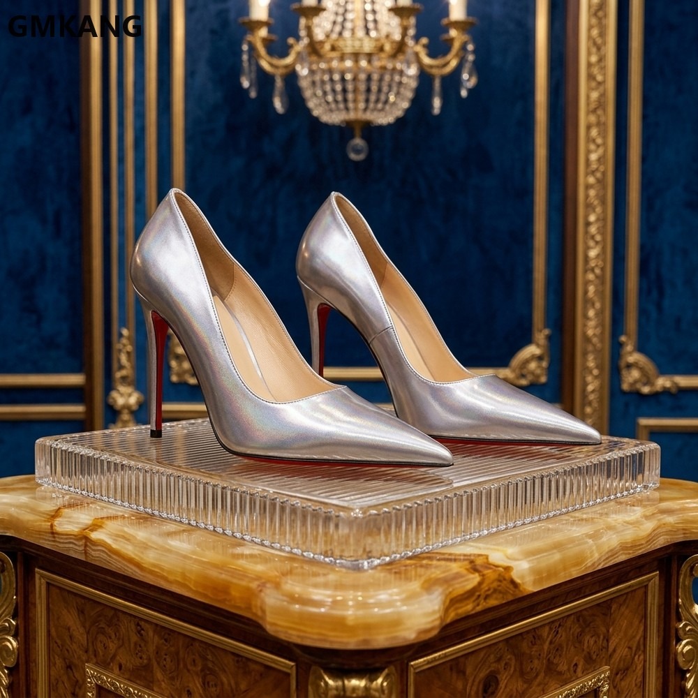 Leather Work Dress - Damen-Pumps mit spitzer Zehenpartie, dünner hoher