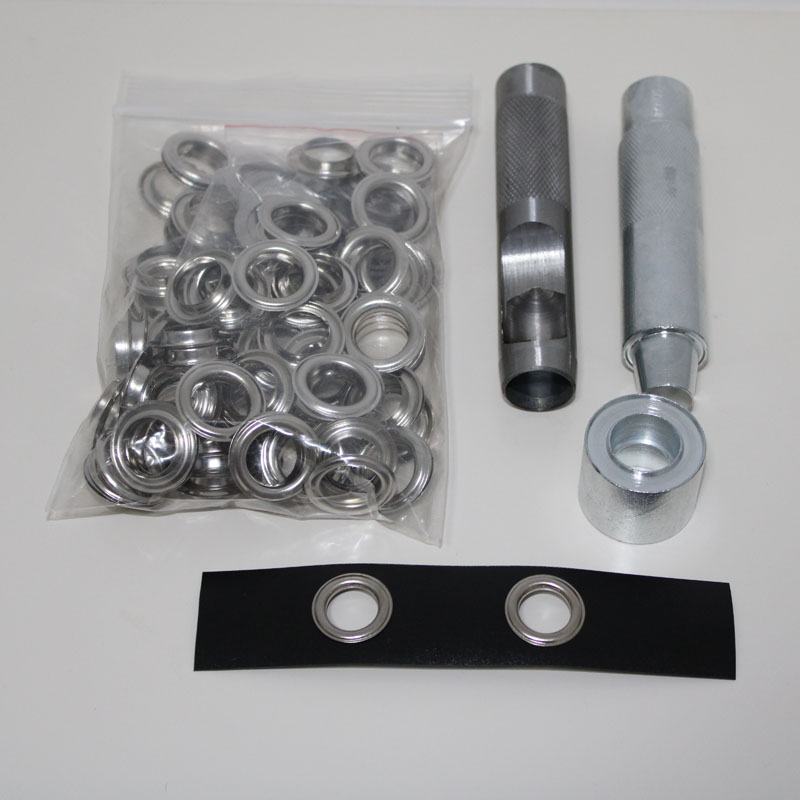 Leatherwork Eyelets - 4 mm-14 mm 100 Set Silber