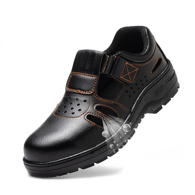 Leatherwork Designs - Herren-Freizeitschuhe mit Stahlkappen, Sommer-Arbeitssandalen aus weichem