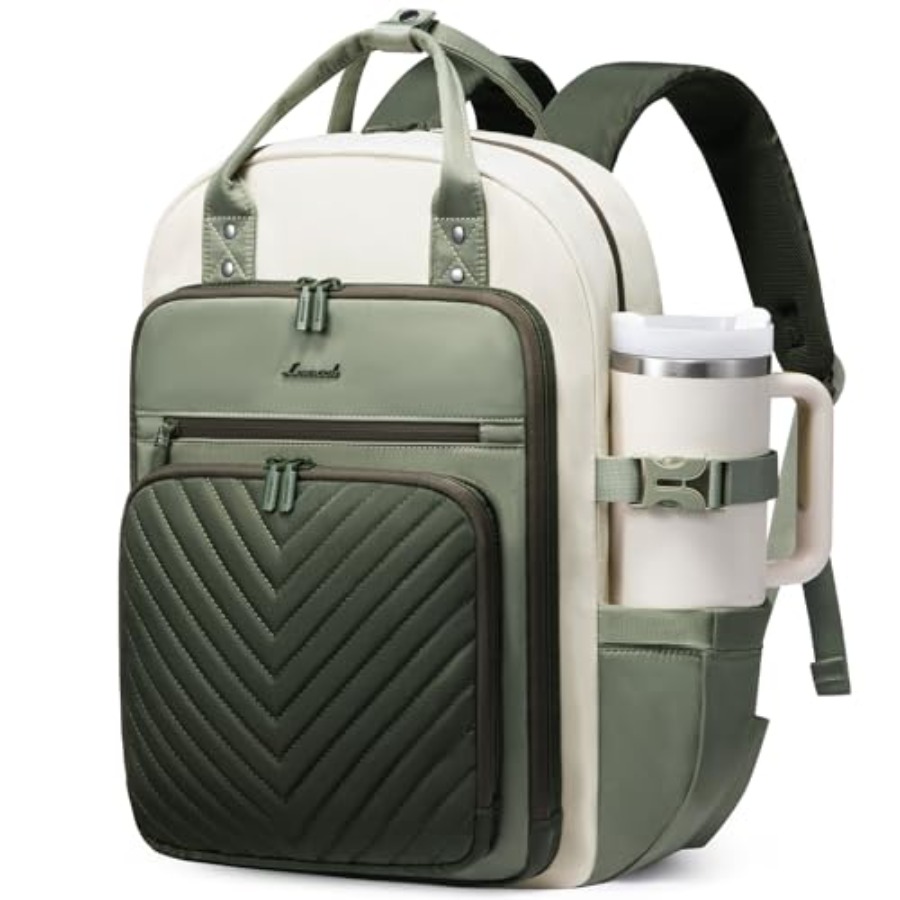 Leather Work Backpack - Laptop-Rucksack für Damen, Wasserabweisender Reise- und