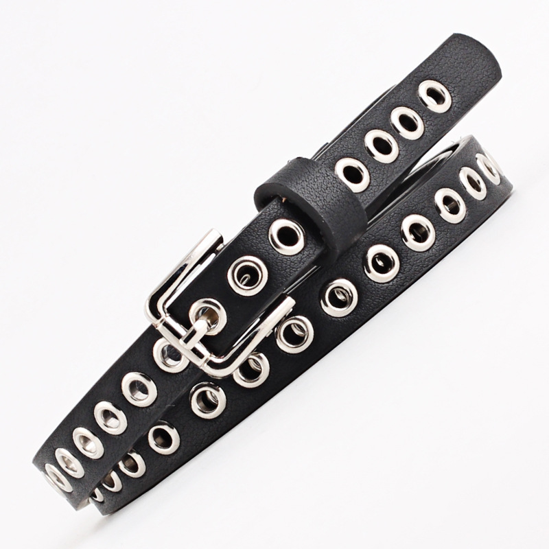 Leatherwork Eyelets - 1,4 cm Damen-Hosengürtel, Punk, coole Metallschnalle,