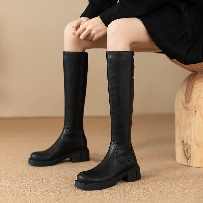 Leatherwork Designs - Herbst Winter Mittleren Absatz Damen Kniehohe