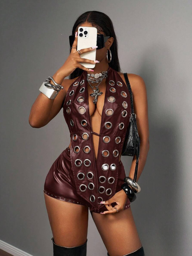 STYLISH LADY Schwarze Kunstled – Leatherwork Eyelets Bewertung und Preis