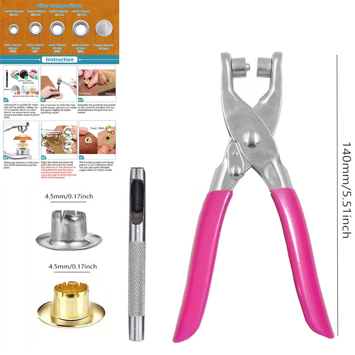 Ösenwerkzeug-Set mit 4,5 mm In – Leatherwork Eyelets Bewertung und Preis