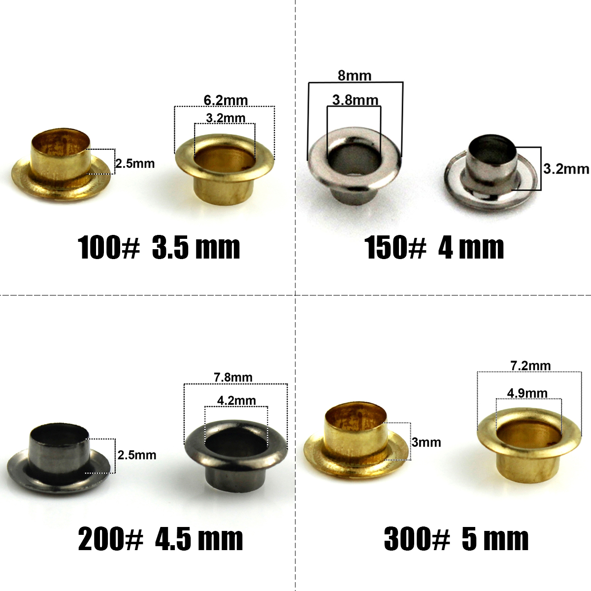 100 Sets 4 mm Messing-Ösen mit – Leatherwork Eyelets Bewertung und Preis